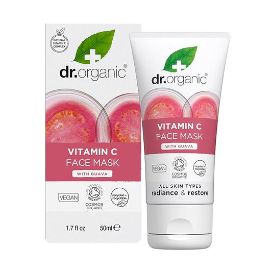 Dr. Organic Vitamin C Face Mask | Illuminating and Hydrating for Dull Skin, Natural, Vegan, Cruelty-Free, Paraben & SLS-Free, Certified Organic, 50 mL / 1.7 fl oz
