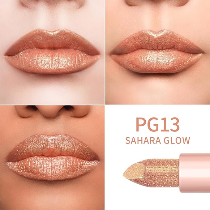 Oulac Infinity Moisture Shine Lipstick - High Shine Shimmery Finish, Super Creamy Texture, Medium to High Coverage - Gluten Free, PG13 Sahara Glow