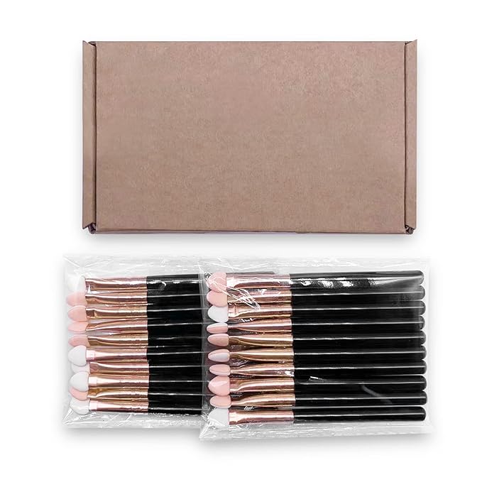 Eyeshadow Applicators Double Sided Sponge Tip Foam Reusable，20Pcs Professional Organic Long Handle Washable Makeup Eye Shadow Brush Set