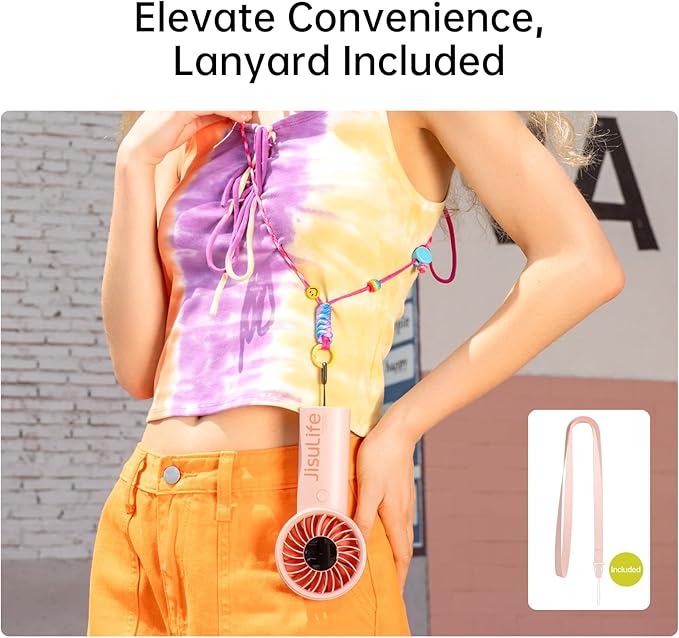 JISULIFE Handheld Fan Life4, 5000mAh Portable Rechargeable Fan, 5-Speed Turbo Wind, 15 Hrs Cooling, LED Display, Gifts for Men/Women, Essential for Travel,Beach,Vacation,Makeup,Concerts,Cruise-Pink