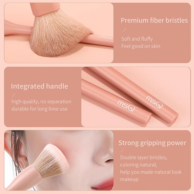 MSQ Make Up Brushes 8Pcs Makeup Brush Set Powder Brush Concealer Blending Brushes Set Stipping Brush Eyeshadow Brushes