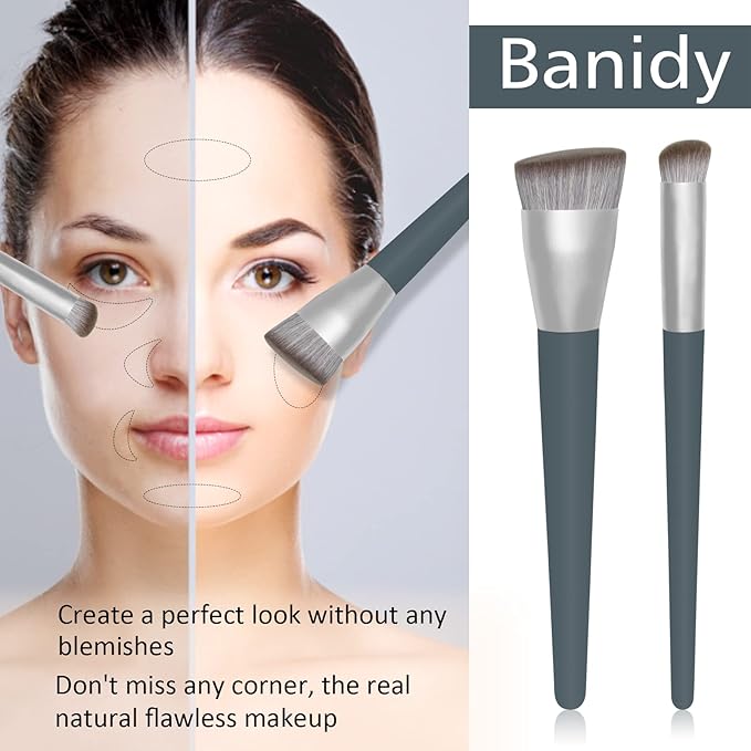 Foundation Makeup Brush Contour Concealer Large Powder Kabuki Perfect for Any Look Premium Luxe Plush Fibers Rounded Flawless Face Ideal for Liquid, Cream, Powder