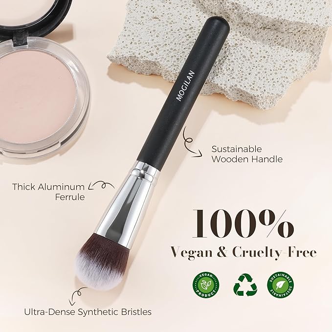 Foundation Brush – Dense Flat Top Makeup Brush for Cream & Liquid Powder Foundation, Blending, Contour, Blush, and Flawless Face Application