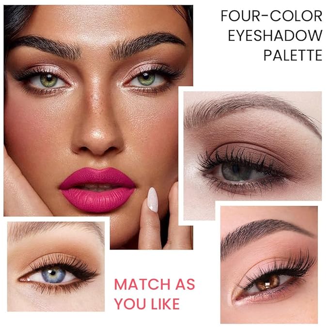 4 Colors Eyeshadow Makeup Palette,Nude Champagne Gold Light Dark Brown Natural Neutral Eye Shadow Palette with Mirror,Long Lasting Naturing-Looking,Waterproof