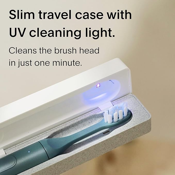 SURI 1.0 Sonic Electric Toothbrush with UV Cleaning Travel Case | 1 Month+ Battery | Designed in California | Electric Toothbrush for Adults | Travel Toothbrushes | Tooth Brush | Blue