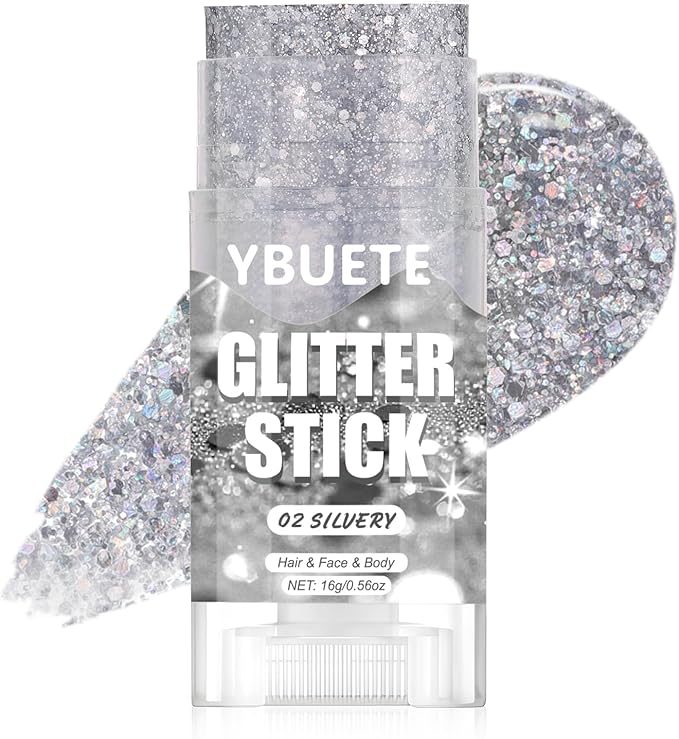 Silvery Face and Body Glitter Stick for Sparkling Makeup, Hair Glitter Accessories for Women, Highlighting Stick for Fairy Dust Makeup, Cheerful Face Glitter for Festive Parties and Carnivals