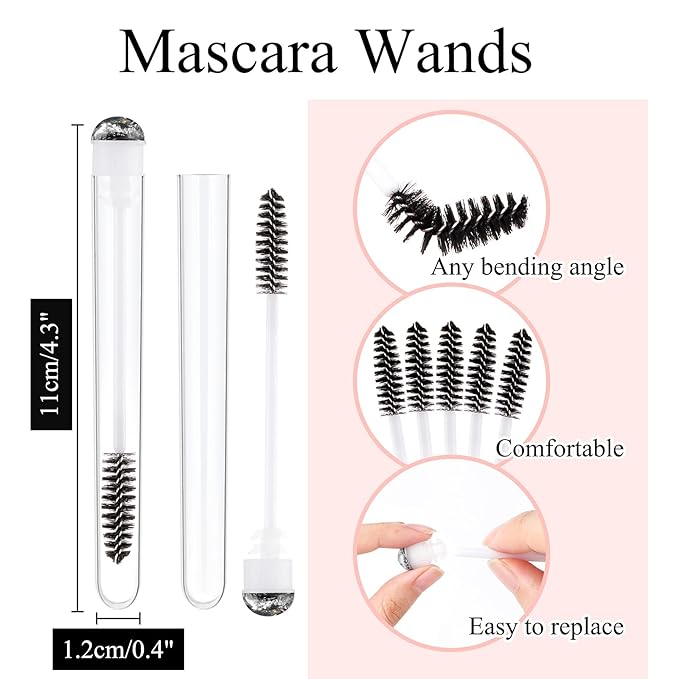 20pcs Eyelash brush Lash Wand Makeup tool Eyelash Extension supplies Cleaning brush Diamond Mascara foil black