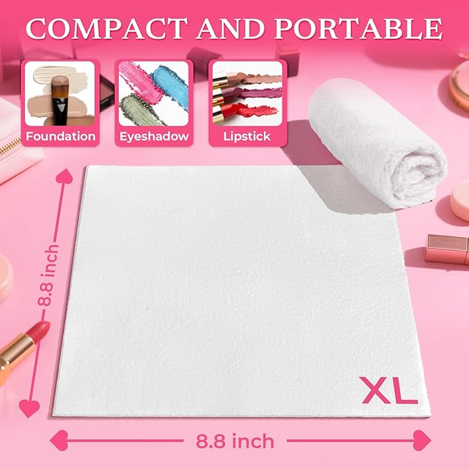 Makeup Remover Little Towels - Ultra Soft Fragrance Free & Alcohol Free Face Towels for Sensitive Skin,（60 Count 480 Uses）Dry Wipes Travel Firendly