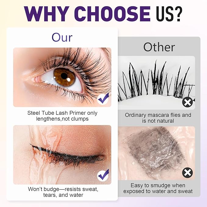 Iron Wand Mascara, 2025 New Metal Mascara Wand, 3D Washable Metal Mascaras, Waterproof & Smudge-Proof Long-Lasting Curling Eyelash Iron Mascaras with No Flaking (Brown)