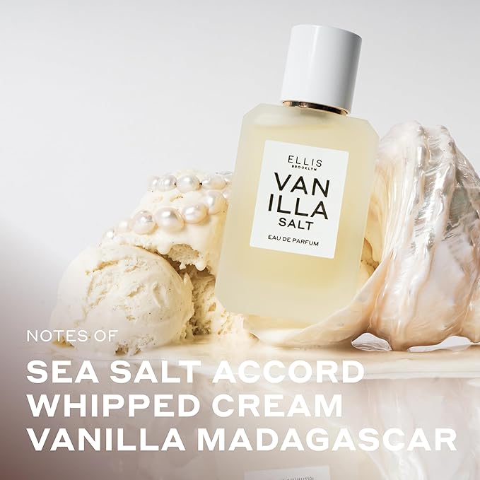 Ellis Brooklyn VANILLA SALT Eau de Parfum 1.7oz / 50ml - Gourmand Vanilla Perfume with Sea Salt, Luminous Musk, and Jasmine- Clean, Vegan, Cruelty-Free, Long Lasting Perfumes for Women