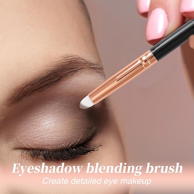 Professional Small Pencil Eyeshadow Brush 8Pcs for Eye Shadow Eyeliner Smudge Blending Precision Perfect Cut Crease Makeup Brushes Tool Set（Black-EA01）