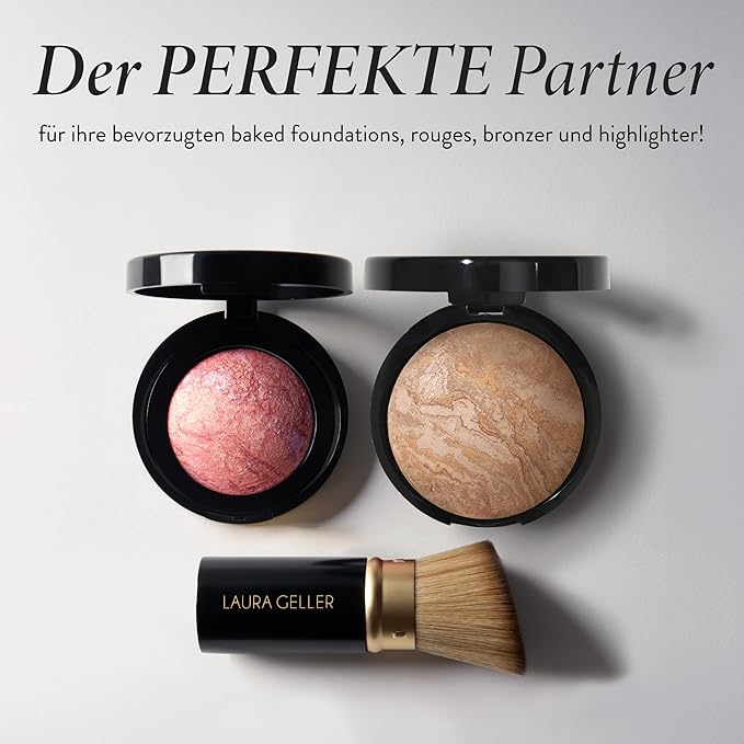 LAURA GELLER NEW YORK Retractable Black Kabuki Brush for Liquid, Cream and Powder Face Makeup With Aluminum Handle