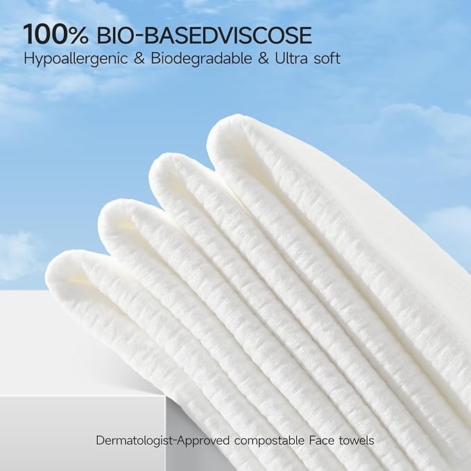 ECOLOOK Disposable Face Towel XL-10"x12" Upgraded Thick Facial Towels, Ultra Soft Clean Face Towels Disposable, 60 Count & 90 GSM, Ideal for Sensitive Skin-1 PACK