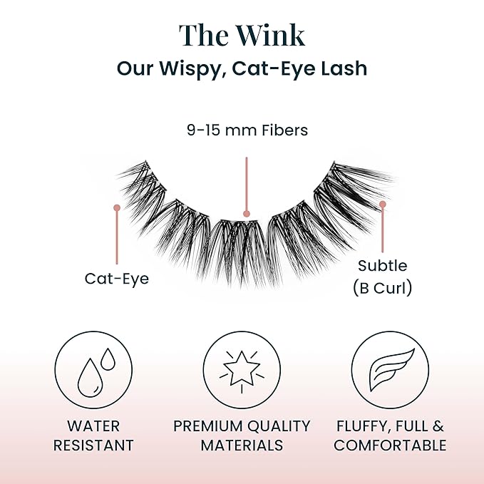 FlutterHabit The Wink Lashes, DIY Lash Extensions [Up to 10 Day Wear], Mid-Length & Wispy Doll Eyed Cluster Lashes, Salon Quality Eyelashes Extensions, Natural Lashes, No Lash Glue Included