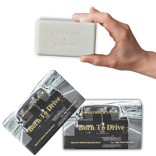 Wavertree & London Born To Drive Scented Natural Soap Bars (2 Bars), 7oz Moisturizing French Triple Milled Soap Bars enriched with shea butter - Pure Plant Oil Bath & Body Bars for All Skin Types