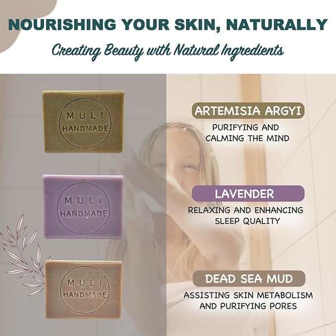 Natural Handemade Bar Soap for Men and Women with Essential oils, Scented Bar Soaps for Bath, Fragrance Regular Use Gift Set (Pack of 2) Artemisia Argy