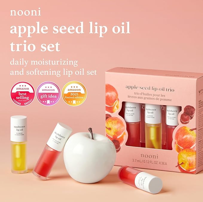 NOONI Korean Hydrating Lip Oil Gift Set + Applepeony Bundle