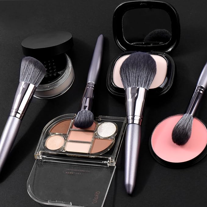 Professional Makeup Brush Set 14Pcs Makeup Brushes Kit Foundation Eyeshadow Powder Blending Eyebrow Eyelash Kabuki Brushes Cosmetic Brushes Travel Kits With Leather Bag Gift