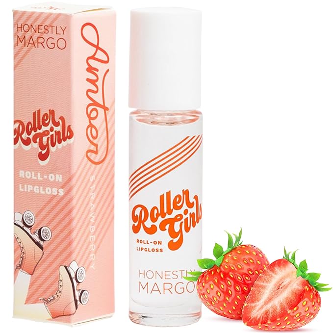 Honestly Margo Roller Girl Roll-On Lip Gloss (Strawberry Amber, 2 Pack) – Lip Gloss for Women with Hydrating Vitamin E & Moisturizing Shine, Refreshingly Lightweight Your Lip Stain, Non Stick Gloss