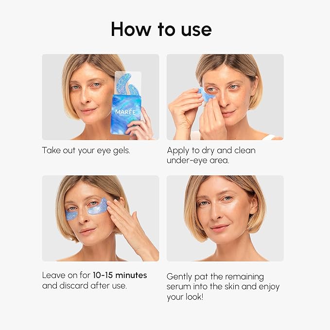 MAREE Eye Gels - Pads Under Eye Patches for Puffy Eyes and Dark Circles with Collagen & Hyaluronic Acid - Anti Wrinkles Under Eye Masks Skincare Treatment for Puffiness & Bags - Parches Para Ojeras