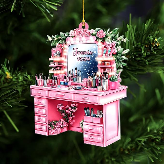 Personalized Makeup Tools Ornament – Custom Beauty Christmas Tree Decoration, Holiday Keepsake Gift for Makeup Artists, Cosmetologists, Beauty Lovers, Salon Owners, Families and Coworkers (MKH3)