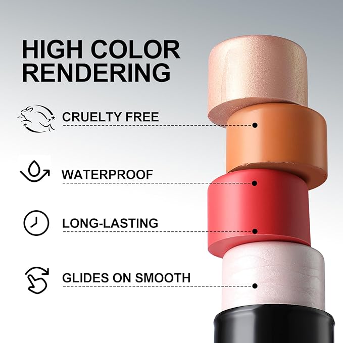 FOCALLURE 3 Pcs Cream Contour Sticks,Shades with Highlighter & Bronzer & Blush,Non-greasy Long-wear Face Contouring Pen,Easy to Sculpt the Face and Create a Lightweight Finishing Makeup,NEUTRAL