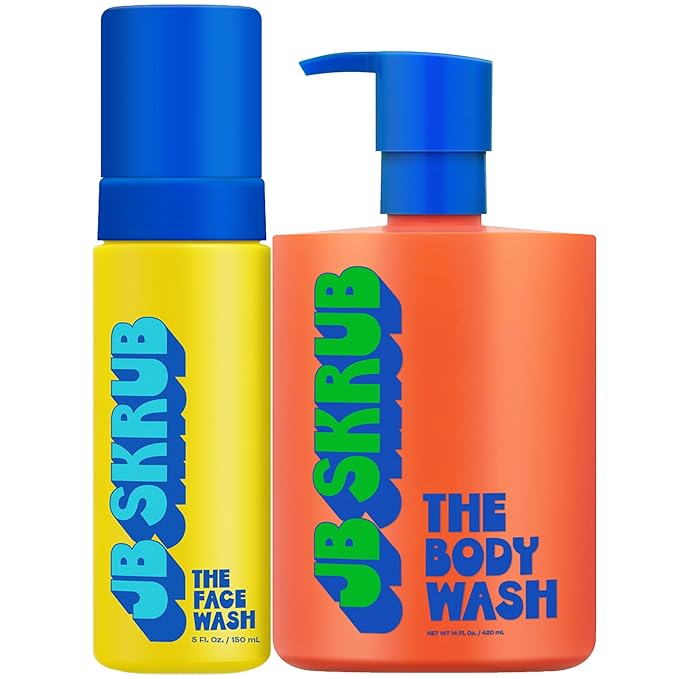 JB SKRUB Foaming Acne Face Wash and Citrus Scented Boys Body Wash Gift Set - Teen,Tween and Kid Skincare Duo - Fight Acne, Conquer Adolescent Funk with Confidence