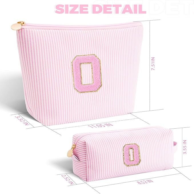 Personalized Makeup Bag for Women Girls - Fashion Cosmetic Bag Trendy Travel Toiletry Bag with Initials Letter - Teen Gifts - Pink,O