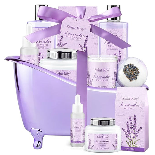 Lavender scented gifts for mom Spa Gift Baskets for Woman - spa baskets for women gift Lavender Gifts for Women, Bath Set, Christmas Gifts for Women, Home Spa Kit Gifts for Her, Mothers Day