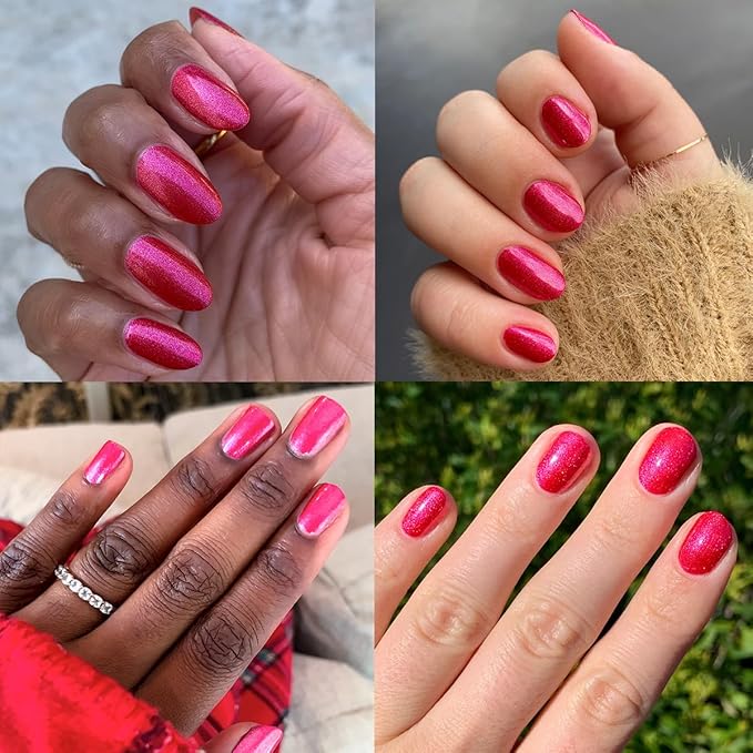 Olive & June Long Lasting Nail Polish | Plump Gel-Like Finish No Lamp Needed | Lasts up to 10 days | Salon-Quality at Home | 15-Free Vegan Cruelty-Free Chip-Resistant Shine | Ruby Shimmer Metallic Red