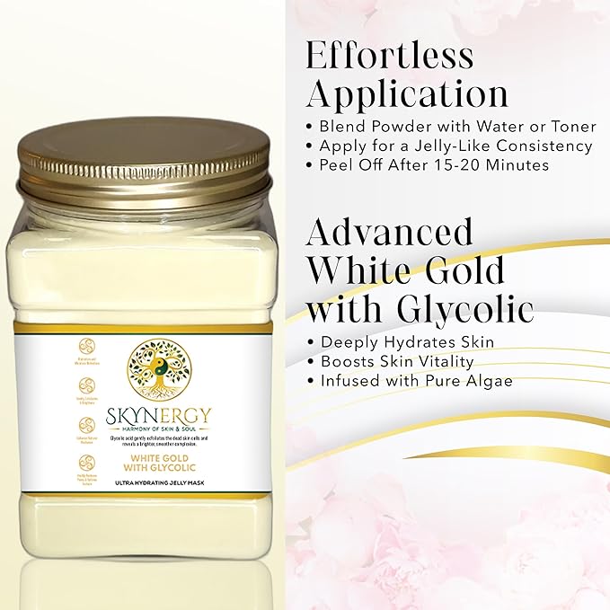 White Gold with Glycolic Jelly Face Mask | HydroGlo Jelly Mask for Skin Hydration | Radiance and Reduced Pigmentation | Vajafacial Jelly Mask | 12 Applications (30 Fl Oz).