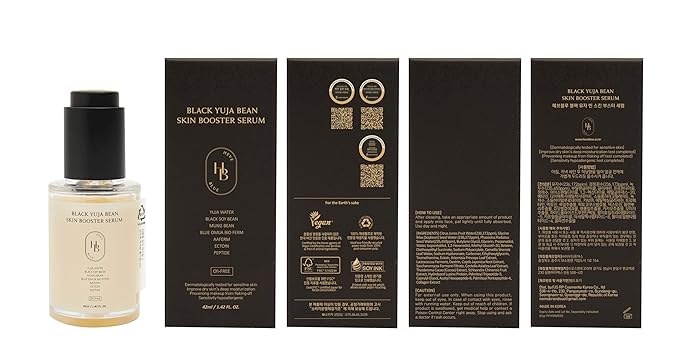Black Yuja Bean Skin Booster Serum - Moisturizing, Sensitive Skin, Korean Skincare, Hypoallergenic, Deep Hydration, Vegan, Oil-free, Makeup Adherence, Inner Dryness, K-Beauty