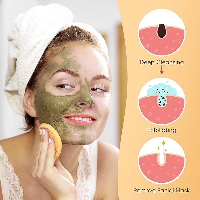 50-Count Compressed, GAINWELL Cellulose, 100% Natural Cosmetic Spa sponges for Facial Cleansing, Exfoliating Mask, Makeup Removal