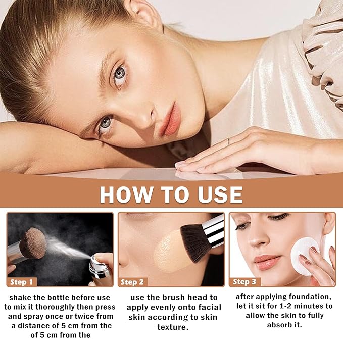 Air Brush Makeup Foundation,Flawless Airbrush Foundation for Older Women,Teenagers,Middle-aged and Mature Skin,Lightweight Moisturizing,Buildable Coverage for Smooth Radiant Skin (02 Beige)