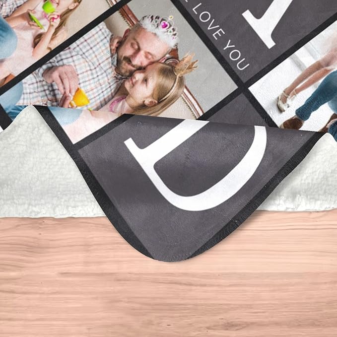 Gifts for Dad Customized Blanket with Photo, Make a Personalized Fathers Day Blankets with Picture to My Dad Custom Memories Souvenir Throw Blanket for Best Daddy Ever