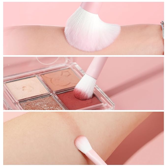 MSQ Make Up Brushes 10Pcs Powder Brushes Contour Brush Synthetic Hair Makeup Brush Set with Bag for Blending Stippling Highlighting Eyeshadow Eyeliner Concealer