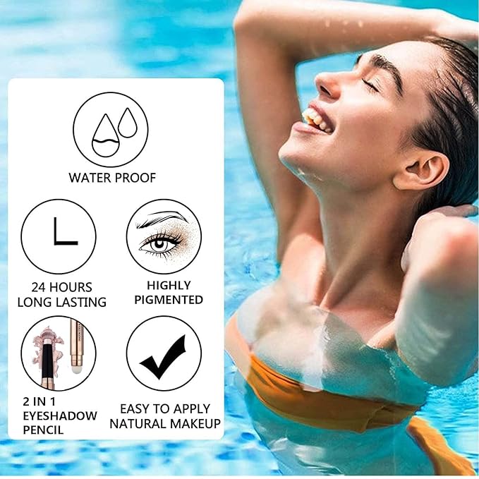 Green Eyeshadow Stick, Cream Shimmer Smooth Eyeshadow Pencil, Hypoallergenic Waterproof Long Lasting Eye Shadow Highlighter Stick, Create High-Impact, Multi-Dimensional Eyes Look