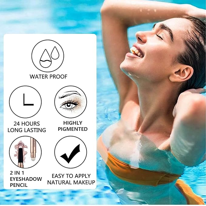 Green Eyeshadow stick Makeup Brush,Glitte Primer Palette Smooth Cream Shimmer Pencil Long Lasting Waterproof Eye Shadow Highlighter Hypoallergenic Multi-Dimensional eyes Look