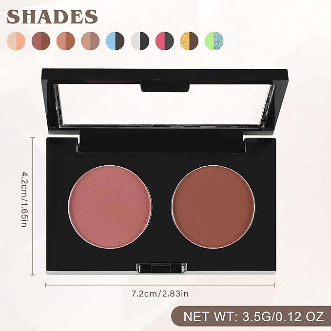 Duo Eye Shadow Powder，Nude&Light Brown Matte Eyeshadow Makeup Palette，Neutral Shades Eyeshadow Palette for Woman Daily Eyes Looks，Highly Pigmented，Smooth, Blendable，sombras de ojos, Cruelty-Free 03