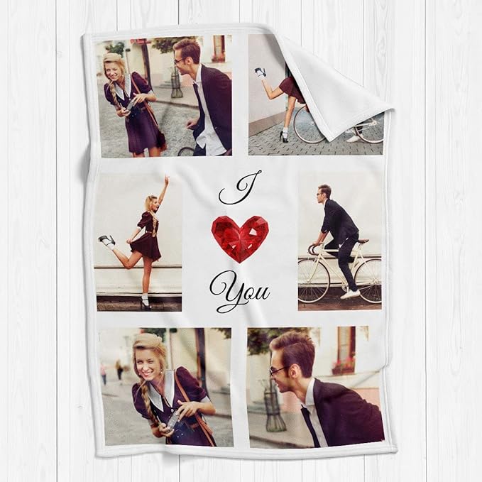 I Love You Gifts for Couples, Custom Blanket with Photos, Personalized Blankets with Pictures, Photo Blankets Using My Own Photos, Personalised Gifts for Girlfriends, Boyfriends