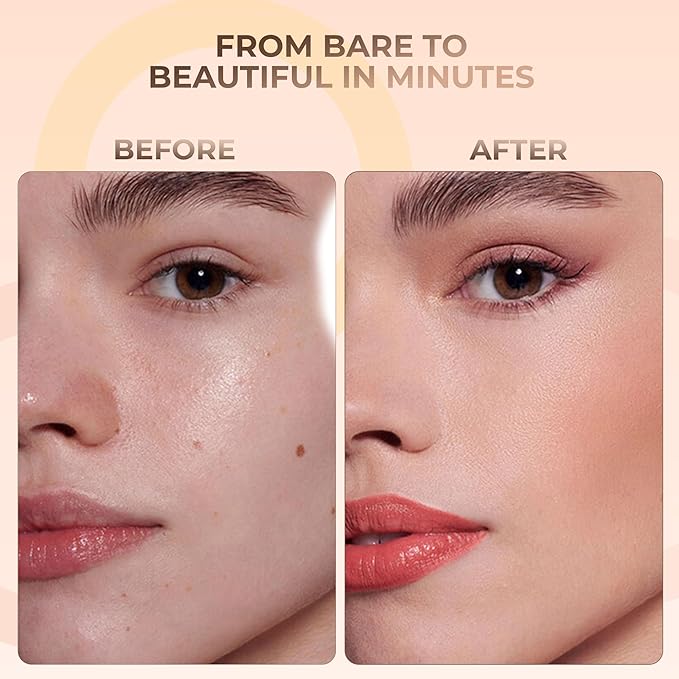 4pc Full Size Kit (Fair 1) Mineral Makeup Matte Translucent Loose Foundation + Kabuki Brush + Concealer + Finishing Setting Powder + Bare Face Full Coverage SPF 30 All Skin Types Waterproof