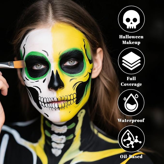 Blue White Red Professional Body Paint, Oil-Based Face paint for Adult Halloween Cosplay SFX Makeup Spider-Man,Devil ,Waterproof Non-Toxic Face Paint for Sports Games and Stage Performances