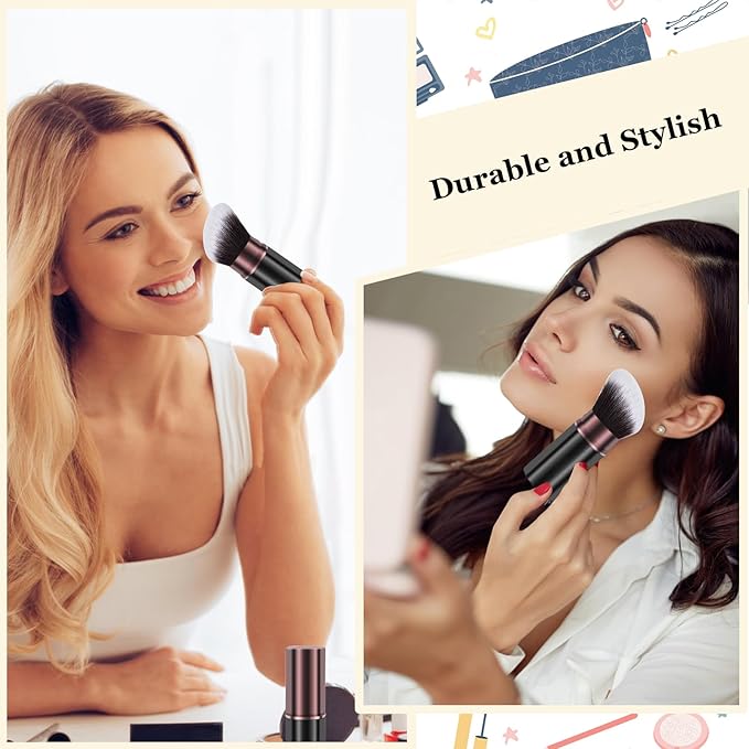 Retractable Kabuki Makeup Brush,Face Blush Brushes Powder Foundation Makeup Brush for Blending Liquid, Blush, Bronzer, Buffing, Sunscreen,Flawless Cosmetics