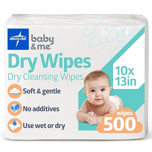 Medline Babysoft For Sensitive Skin Disposable Dry Cleansing Cloths, (Case of 500)