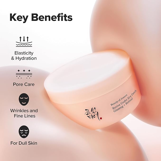 Beauty of Joseon Revive Under Eye Patch Retinal Ginseng for Puffy Under Eye Bag Masks Collagen Peptide Korean Skincare for Women and Men, 60 Sheets 30 Pairs