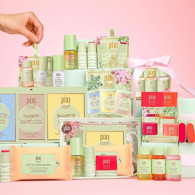 Pixi Beauty On-the-Glow Mini Blush Duo Holiday Ornament Gift Set | 2X Petite Size On-the-Glow Blush Sticks | Shades Ruby and Juicy