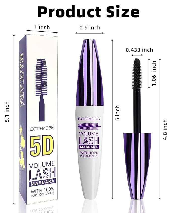 5D White Red Mascara for Eyelashes, Longlasting Waterproof Colored Volumizing Mascara Volume and Length,Curling Fiber rimel de pestañas,Eye Makeup Gift for Women Girl Cosplay Party Stage Use