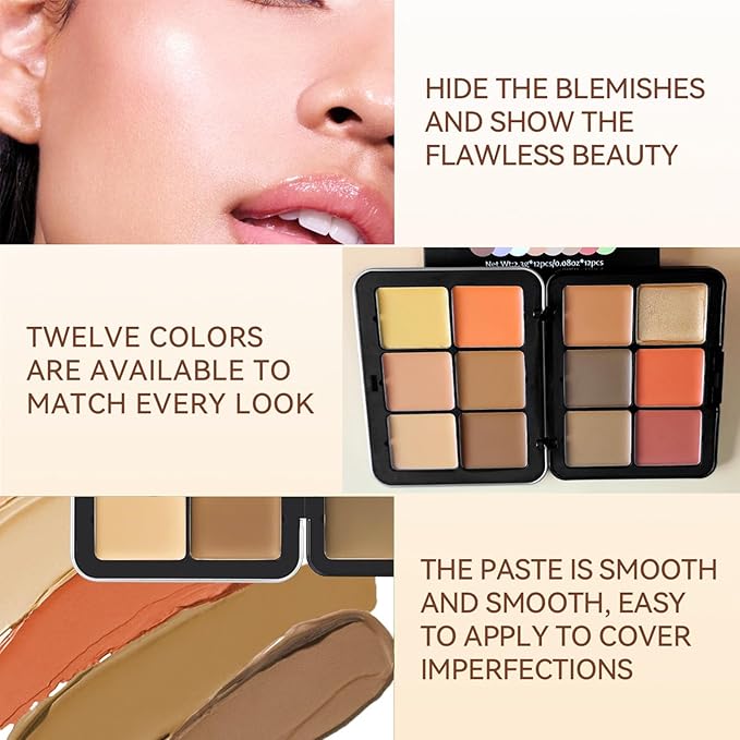 Makeup Kit, 12 Colors Vegan Eyeshadow Concealer Palette with 10 Professional Champagne Gold Makeup Brushes Set, Cruelty-Free, Gift Set for Women, Teens, Beginners(A)