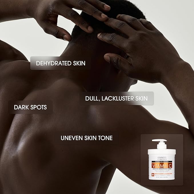 Advanced Clinicals Vitamin C Cream Visibly Brightening Body Lotion | Vitamin C Moisturizer Skin Care Body Cream For Women & Men Helps Visibly Improve Look Of Dark Spots & Uneven Skin Tone, 16 Ounce