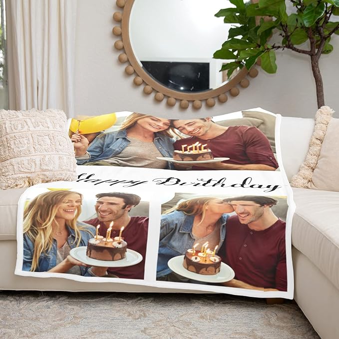 Custom Blanket with Photos, Personalized Photo Blankets Using My Own Photos, Customized Blankets with Pictures, Personalized Gifts for Birthday, Anniversary